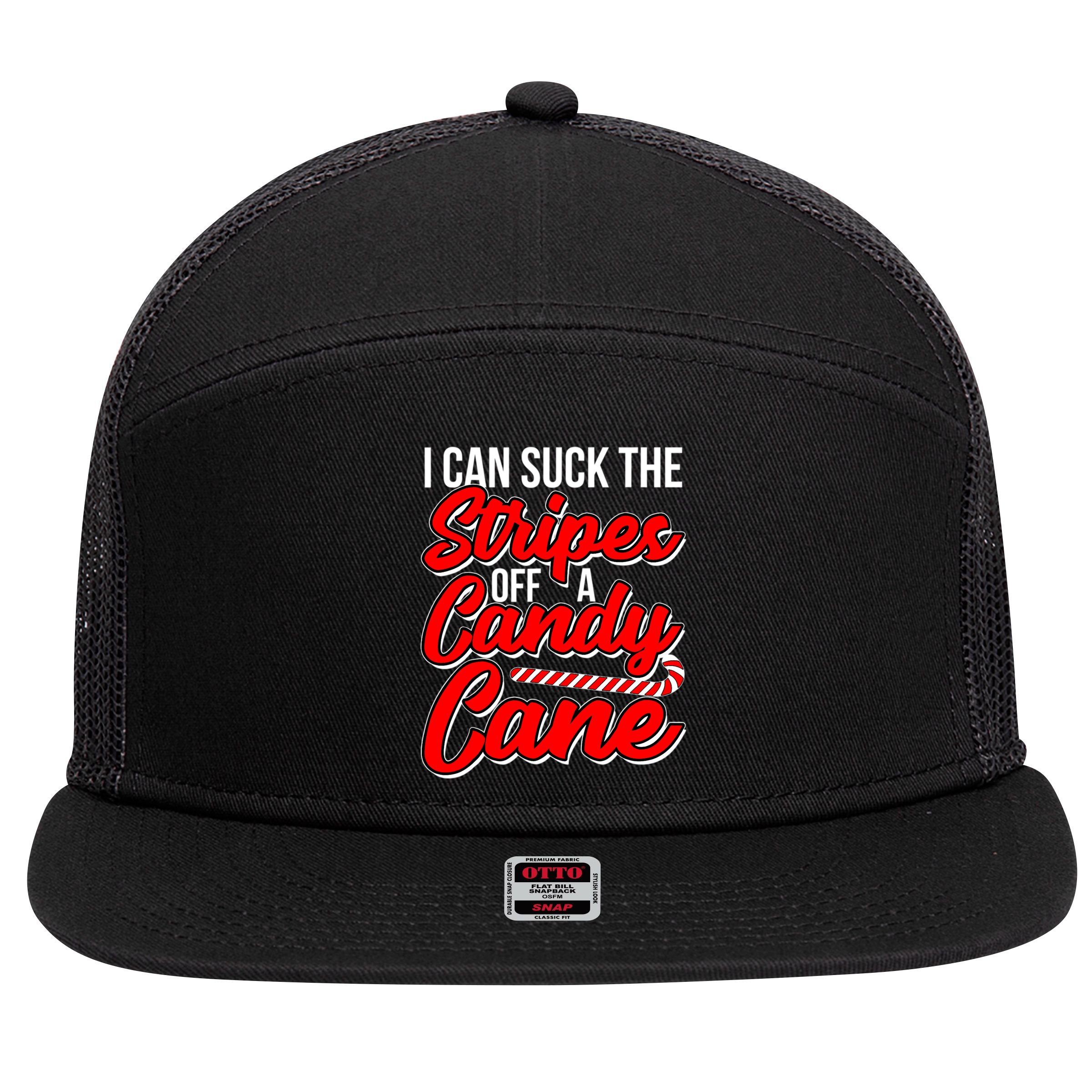 Funny I Can Suck The Stripes Off A Candy Cane Naughty Xmas Gift 7 Panel Mesh Trucker Snapback Hat