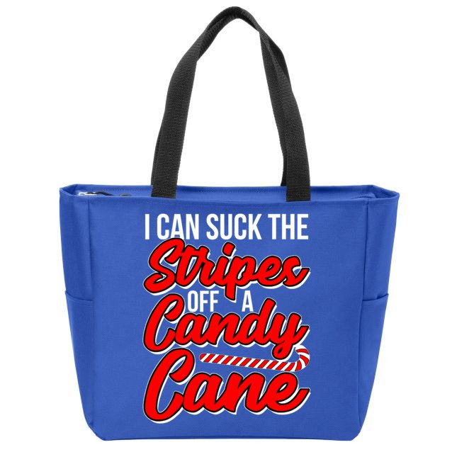 Funny I Can Suck The Stripes Off A Candy Cane Naughty Xmas Gift Zip Tote Bag