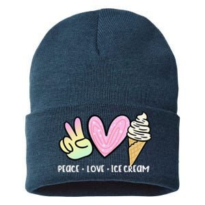 Funny Ice Cream Humor Ice Cream Lover Funny Summer Sustainable Knit Beanie