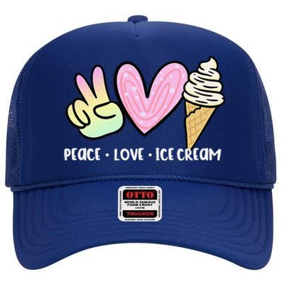 Funny Ice Cream Humor Ice Cream Lover Funny Summer High Crown Mesh Back Trucker Hat