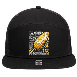 Funny It's Corn A Big Lump With A Knob Meme 7 Panel Mesh Trucker Snapback Hat