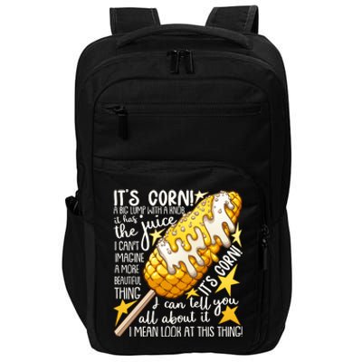 Funny It's Corn A Big Lump With A Knob Meme Impact Tech Backpack