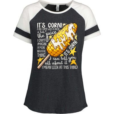 Funny It's Corn A Big Lump With A Knob Meme Enza Ladies Jersey Colorblock Tee