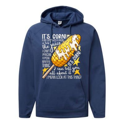 Funny It's Corn A Big Lump With A Knob Meme Performance Fleece Hoodie