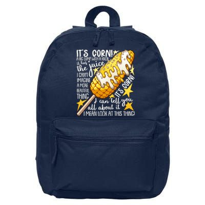 Funny It's Corn A Big Lump With A Knob Meme 16 in Basic Backpack