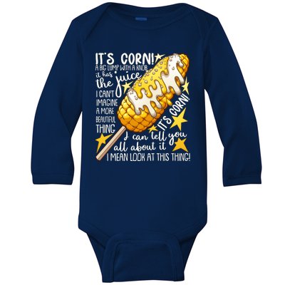 Funny It's Corn A Big Lump With A Knob Meme Baby Long Sleeve Bodysuit