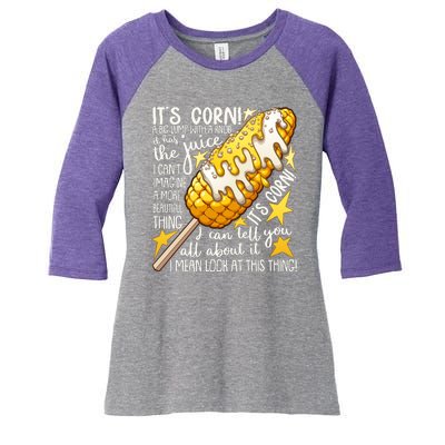 Funny It's Corn A Big Lump With A Knob Meme Women's Tri-Blend 3/4-Sleeve Raglan Shirt