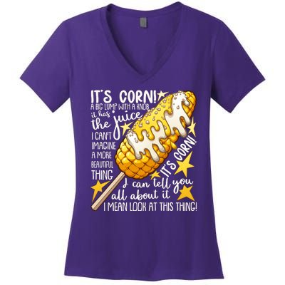 Funny It's Corn A Big Lump With A Knob Meme Women's V-Neck T-Shirt