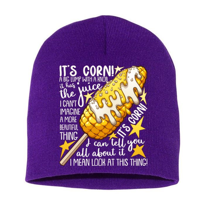 Funny It's Corn A Big Lump With A Knob Meme Short Acrylic Beanie