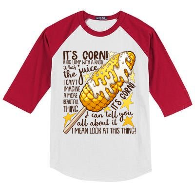 Funny It's Corn A Big Lump With A Knob Meme Kids Colorblock Raglan Jersey