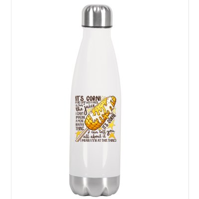 Funny It's Corn A Big Lump With A Knob Meme Stainless Steel Insulated Water Bottle