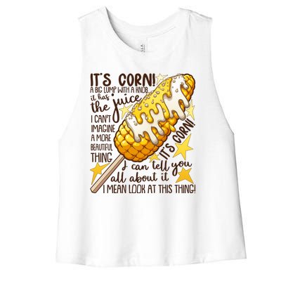 Funny It's Corn A Big Lump With A Knob Meme Women's Racerback Cropped Tank