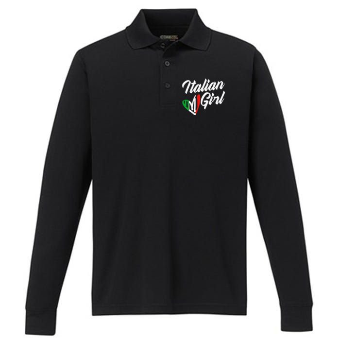 Funny Italy Culture Italian Roots Cute Italian Performance Long Sleeve Polo