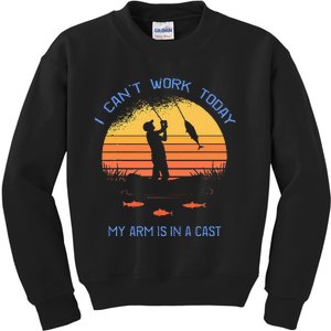 Fisherman I Cant Work Today My Arm Is In A Cast Funny Kids Sweatshirt