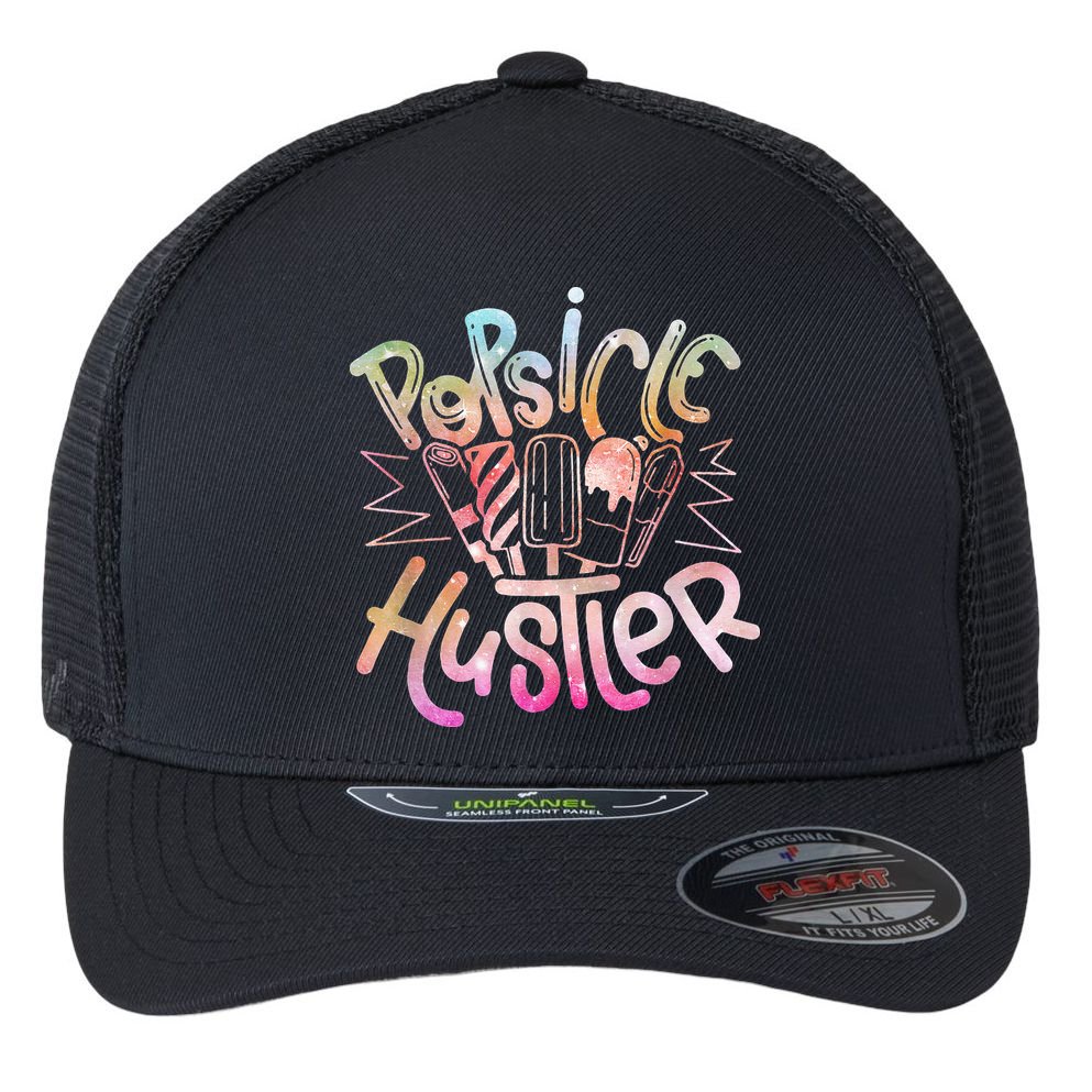 Funny Ice Cream Retro Popsicle Hustler Flexfit Unipanel Trucker Cap