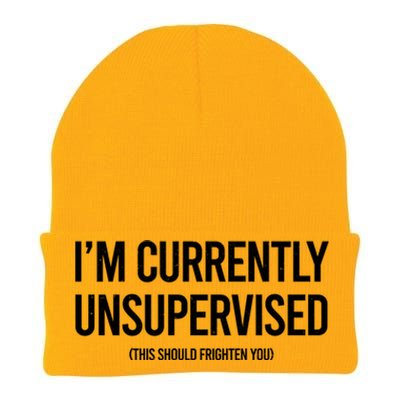 Funny Im Currently Unsupervised This Should Frighten You Knit Cap Winter Beanie