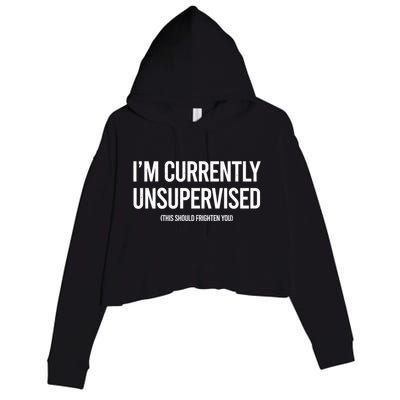 Funny Im Currently Unsupervised This Should Frighten You Crop Fleece Hoodie