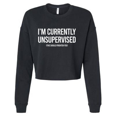 Funny Im Currently Unsupervised This Should Frighten You Cropped Pullover Crew
