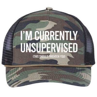 Funny Im Currently Unsupervised This Should Frighten You Retro Rope Trucker Hat Cap