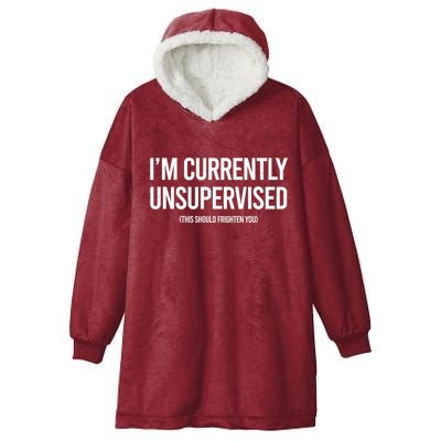 Funny Im Currently Unsupervised This Should Frighten You Hooded Wearable Blanket