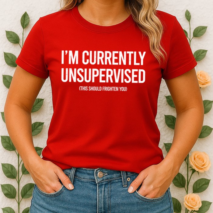Funny Im Currently Unsupervised This Should Frighten You Womens T-Shirt
