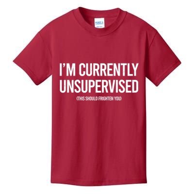 Funny Im Currently Unsupervised This Should Frighten You Kids T-Shirt