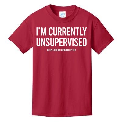 Funny Im Currently Unsupervised This Should Frighten You Kids T-Shirt