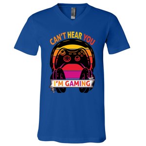 Funny I Cant Hear You I Am Gaming Valentine Xmas Bday Gift V-Neck T-Shirt