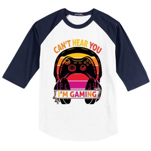 Funny I Cant Hear You I Am Gaming Valentine Xmas Bday Gift Baseball Sleeve Shirt