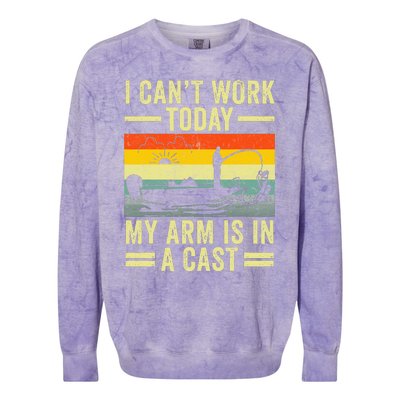 Fisherman I Can't Work Today My Arm Is in Cast Funny Fishing Colorblast Crewneck Sweatshirt