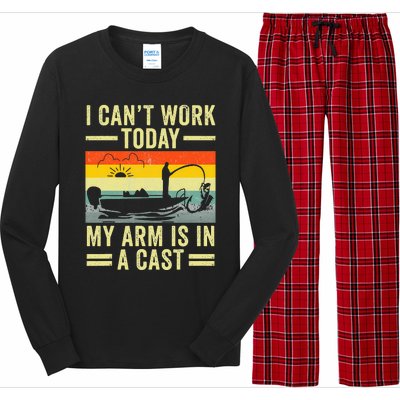 Fisherman I Can't Work Today My Arm Is in Cast Funny Fishing Long Sleeve Pajama Set