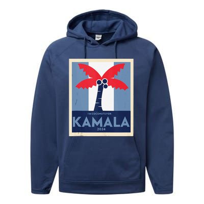 Funny IM Coconuts For Kamala Meme 2024 President Election Performance Fleece Hoodie