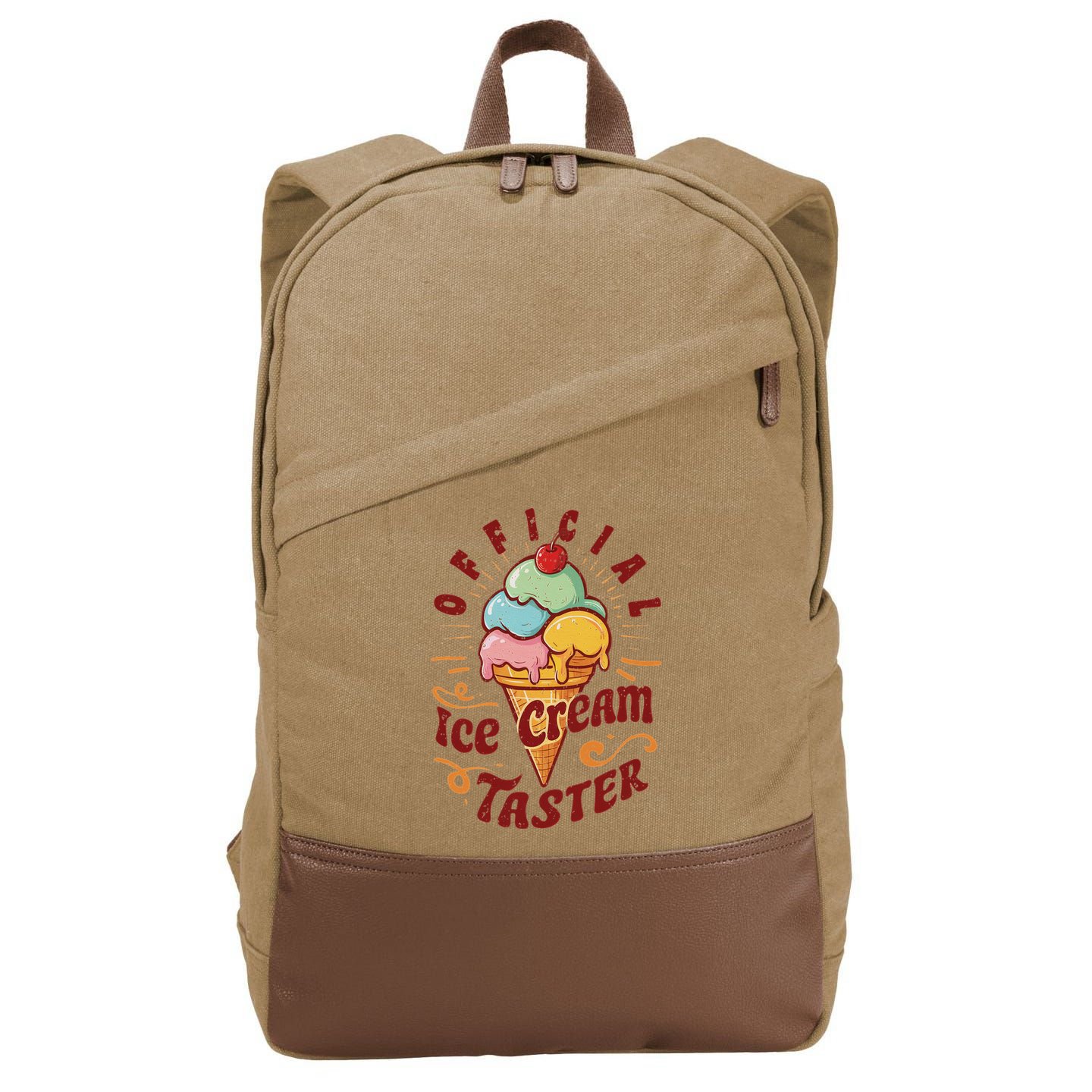 Funny Ice Cream Taster Adult Cotton Canvas Backpack