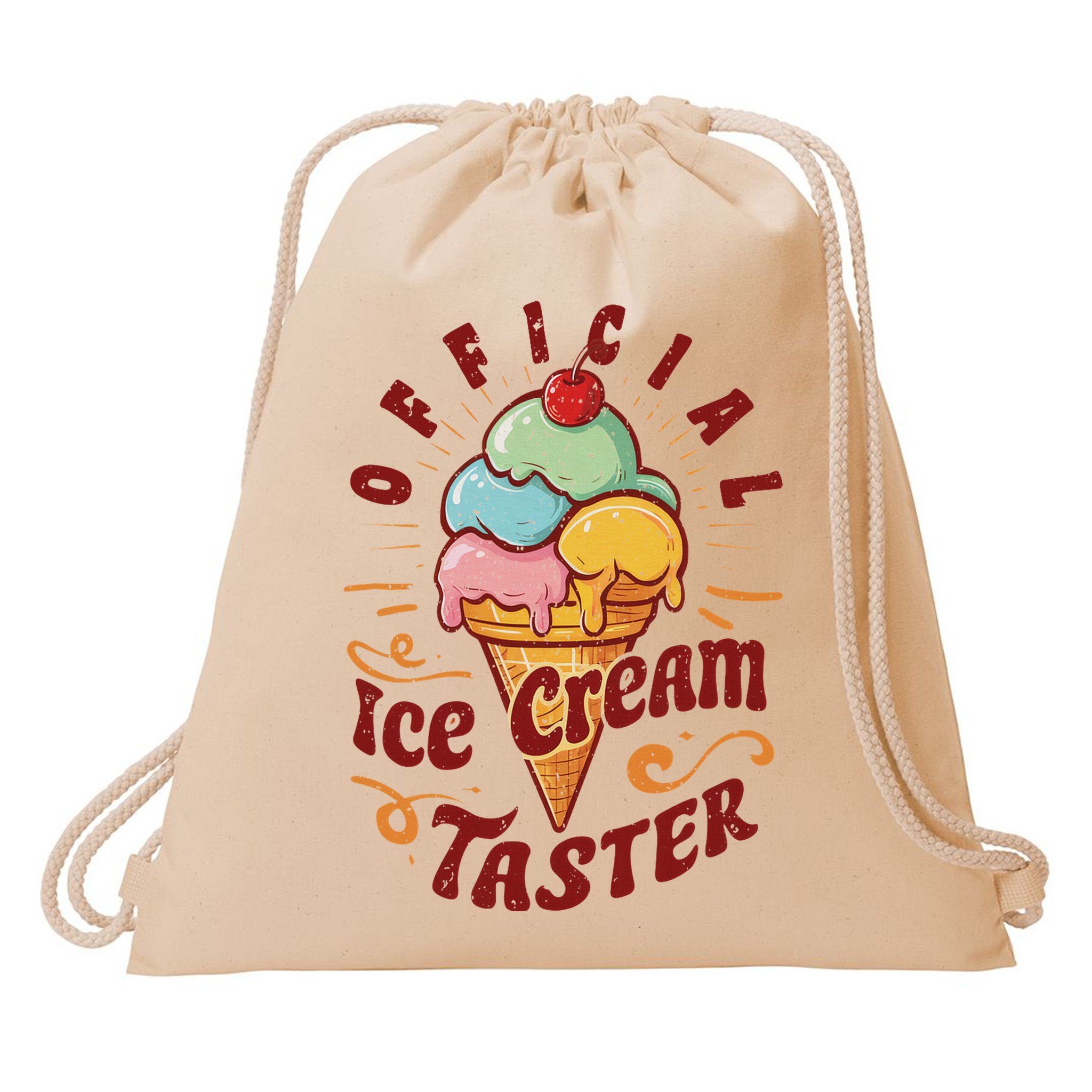 Funny Ice Cream Taster Adult Drawstring Bag