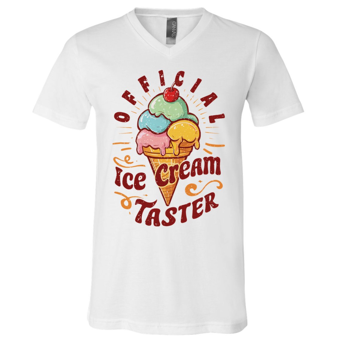 Funny Ice Cream Taster Adult V-Neck T-Shirt