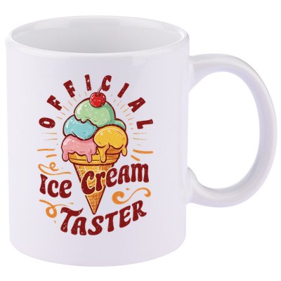 Funny Ice Cream Taster Adult 11oz C Handle Ceramic Mug