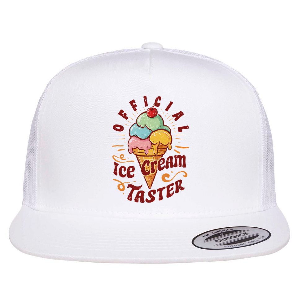 Funny Ice Cream Taster Adult Flat Bill Trucker Hat