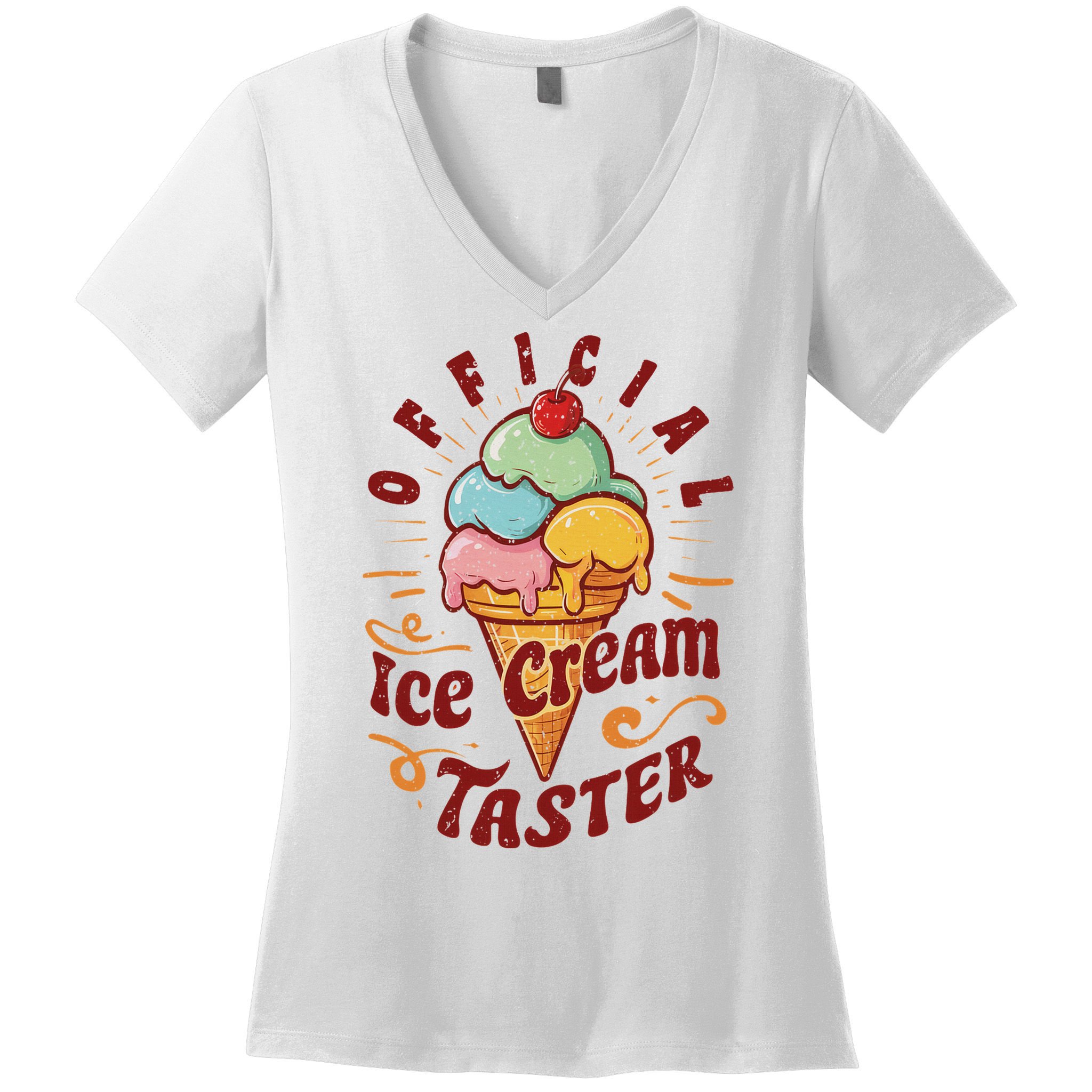 Funny Ice Cream Taster Adult Women's V-Neck T-Shirt