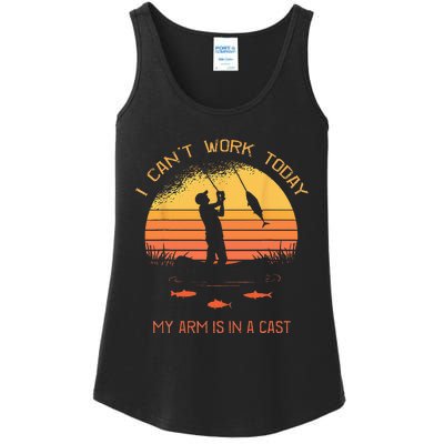 Fisherman I Cant Work Today My Arm In A Cast Funny Fishing Ladies Essential Tank