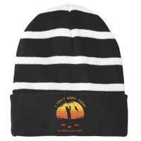 Fisherman I Cant Work Today My Arm In A Cast Funny Fishing Striped Beanie with Solid Band