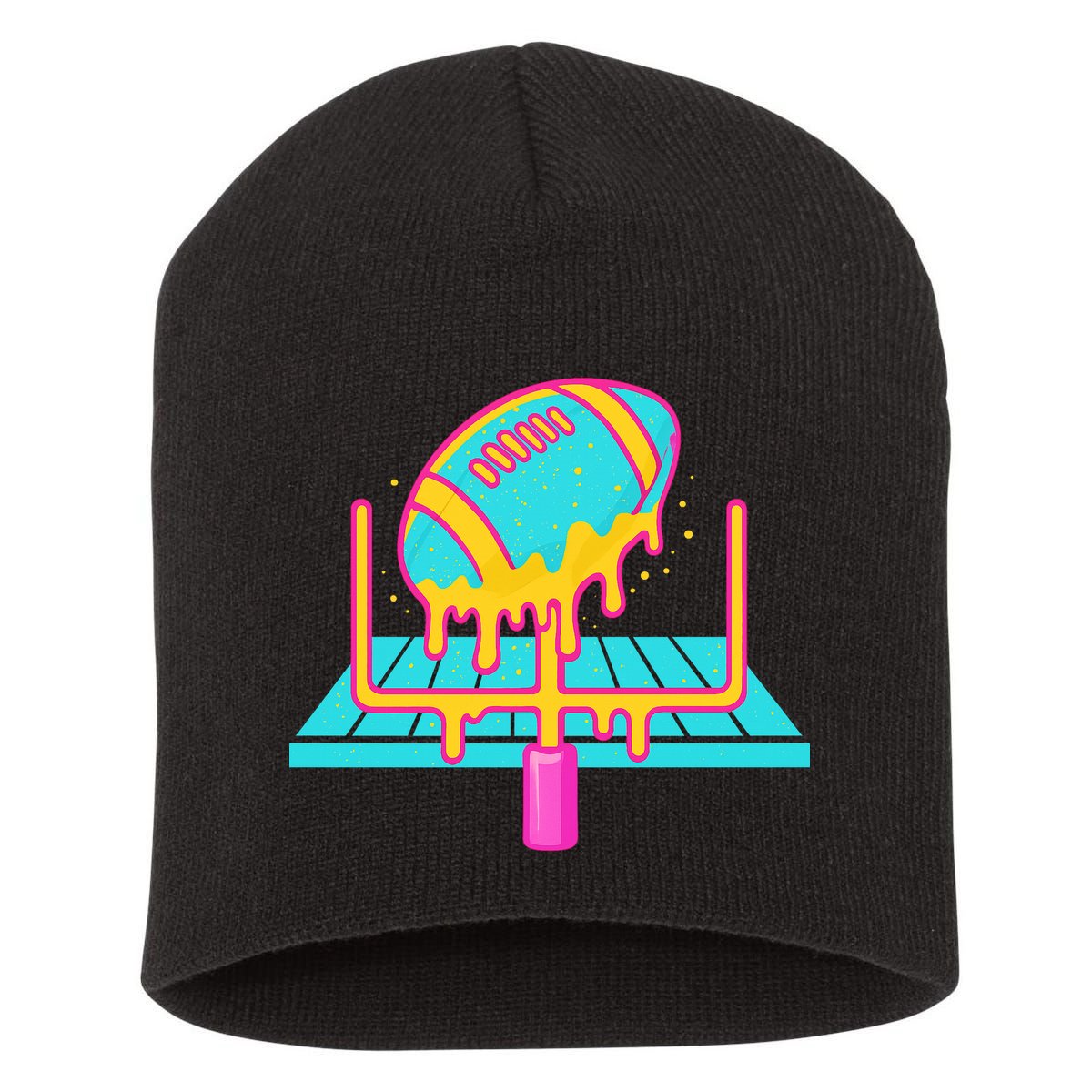 Football Ice Cream Drip Short Acrylic Beanie