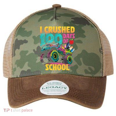 Funny I Crushed 100 Days Of School Monster Truck Legacy Tie Dye Trucker Hat