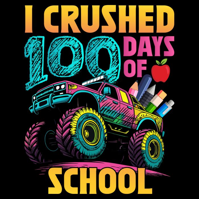 Funny I Crushed 100 Days Of School Monster Truck Impact Tech Backpack