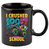 Funny I Crushed 100 Days Of School Monster Truck 11oz C Handle Ceramic Mug