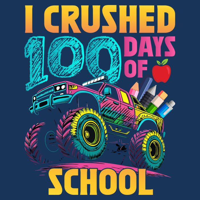 Funny I Crushed 100 Days Of School Monster Truck Cool Comfort Performance Bucket Hat