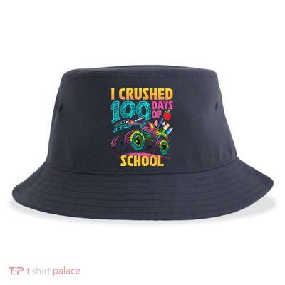 Funny I Crushed 100 Days Of School Monster Truck Sustainable Bucket Hat