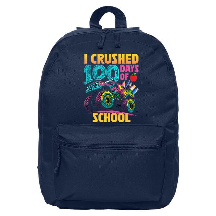Funny I Crushed 100 Days Of School Monster Truck 16 in Basic Backpack