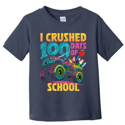 Funny I Crushed 100 Days Of School Monster Truck Toddler T-Shirt