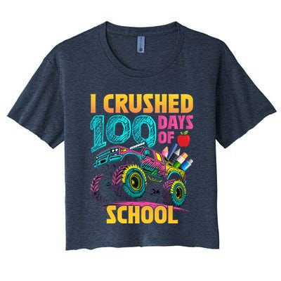 Funny I Crushed 100 Days Of School Monster Truck Crop Top