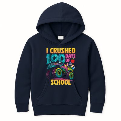 Funny I Crushed 100 Days Of School Monster Truck Kids Hoodie